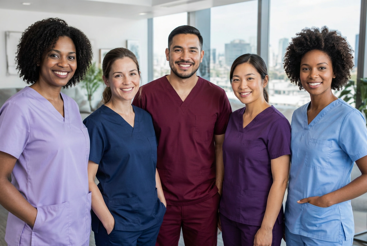 Smiling team of caregivers
